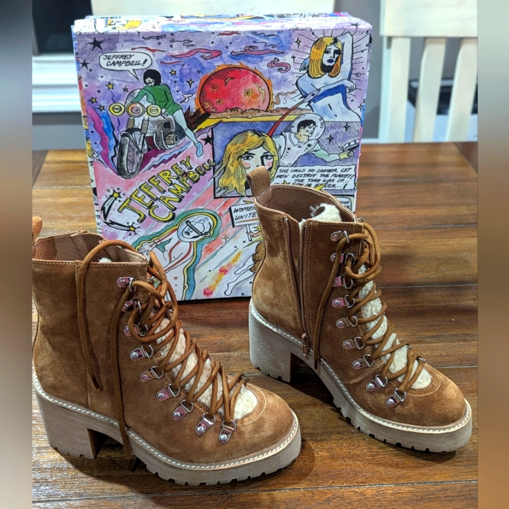 Jeffrey Campbell OWHAT2 Tan Suede Honey Boot